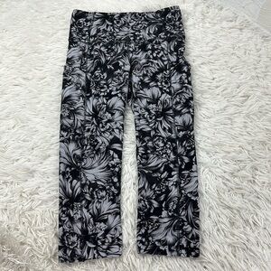 Lululemon Fast & Free Crop II *Nulux 19" Night Garden Ice Grey Black